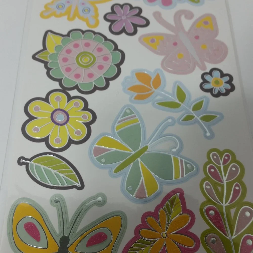 2 Spring Flowers & Butterfly Stickers Scrapbook